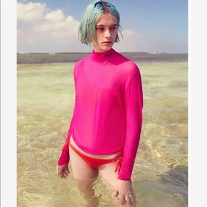 UO FILA Mesh Mock Neck Tunic Top